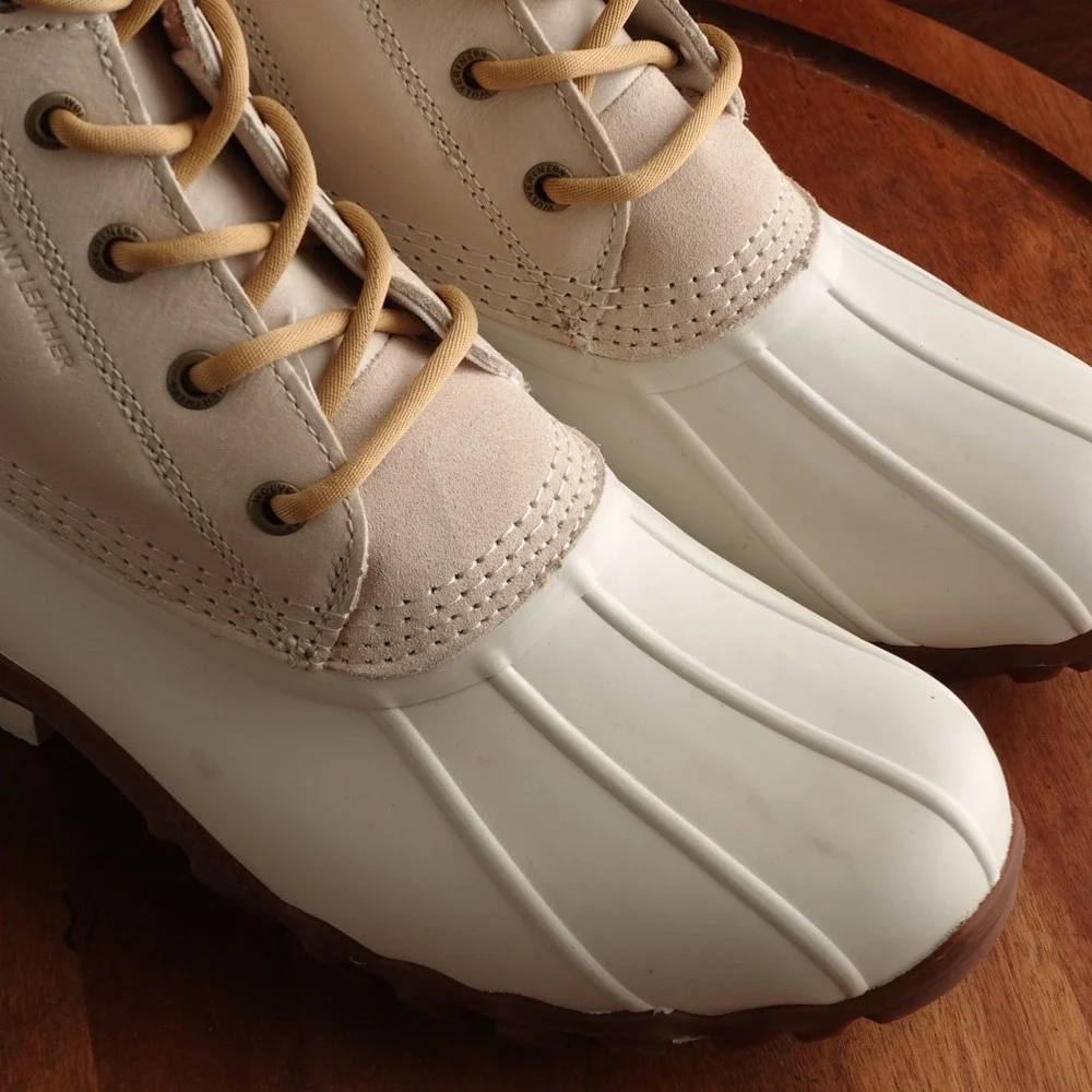 Wolverine Boots WMS SZ 9M Ivory Torrent Duck Water Resistant Leather Rain Chore